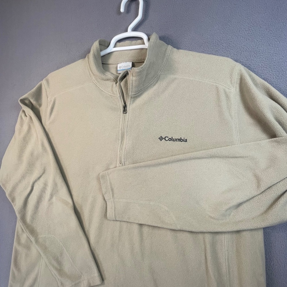 Columbia Fleece Pullover Mens XL Tan XM6279 1/4 Zip Mock Neck Lightweight Solid